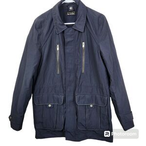 The Kooples Full Zip 5 Pocket Military Style Navy Blue Overcoat XS